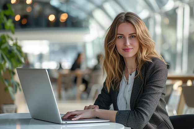 Photo smiling woman it specialist in office professional and friendly