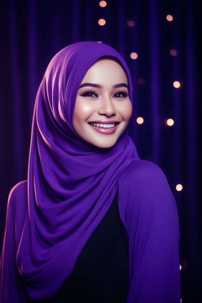 Smiling Woman in Purple Hijab