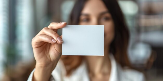 Smiling woman showing discount card