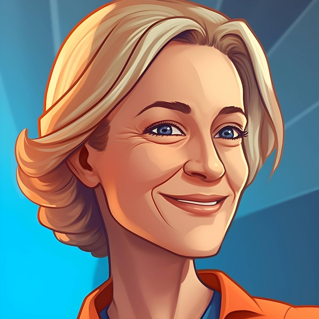 Smiling woman with blond hair and blue eyes Vector illustration