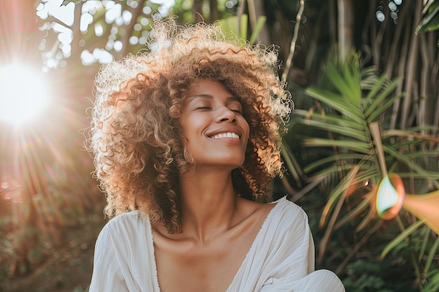 Smiling Woman With Curly Hair