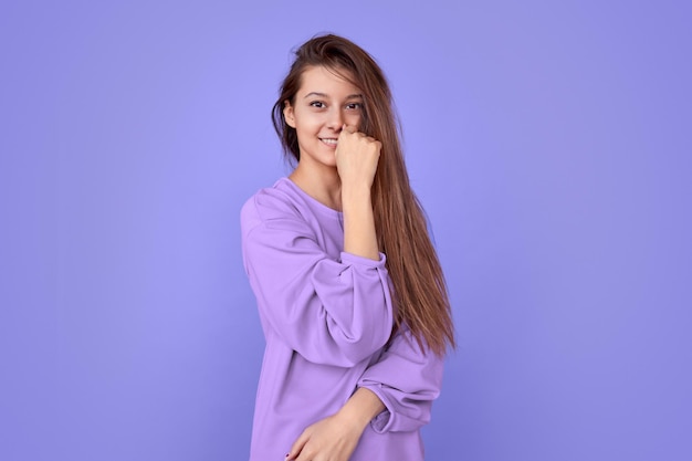 Smiling woman with long hair