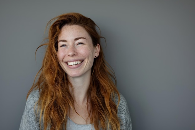 Smiling Woman With Long Red Hair