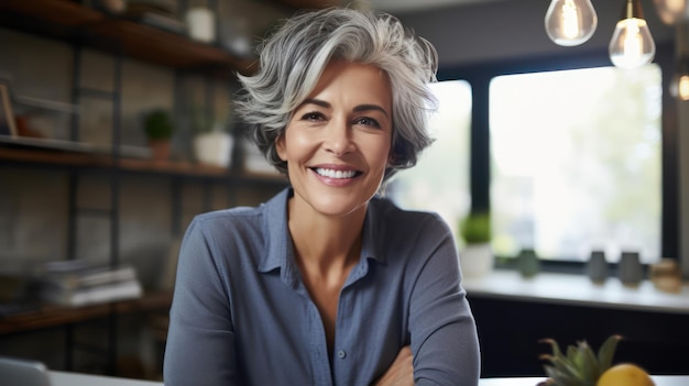 Smiling Woman Working on Laptop AI Generated