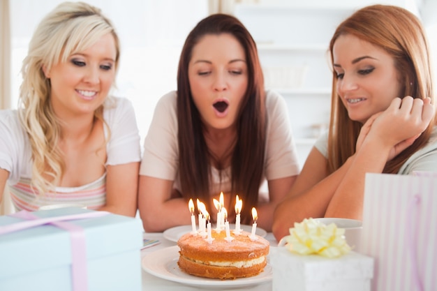 Smiling Women celebrating a birthday