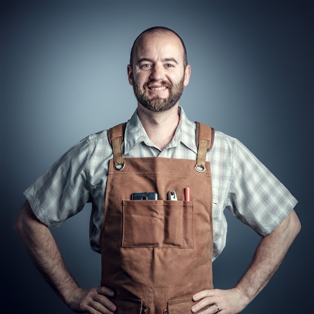 Smiling wood worker