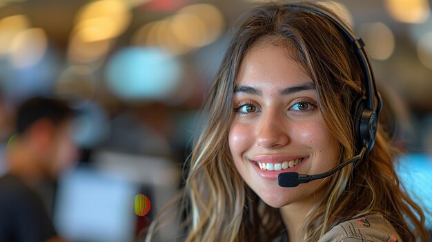 Smiling and working in Latin the customer service agent Generative Ai