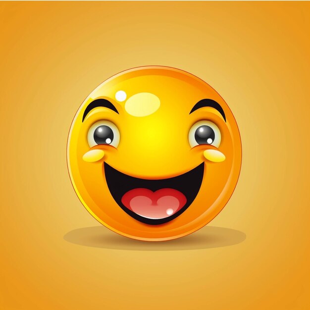 Smiling yellow emoticon emoticon vector illustration on orange background