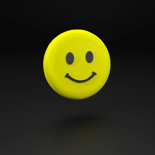 Premium Photo | Smiling yellow smiley face on a dark background, 3d  illustration.