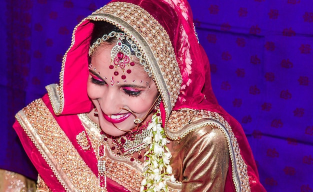smiling young bride during wedding