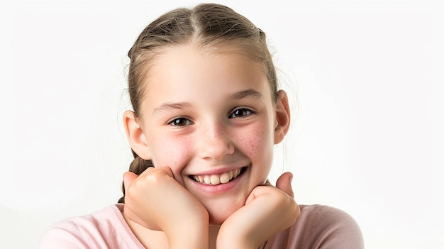 Smiling young girl is looking at camera