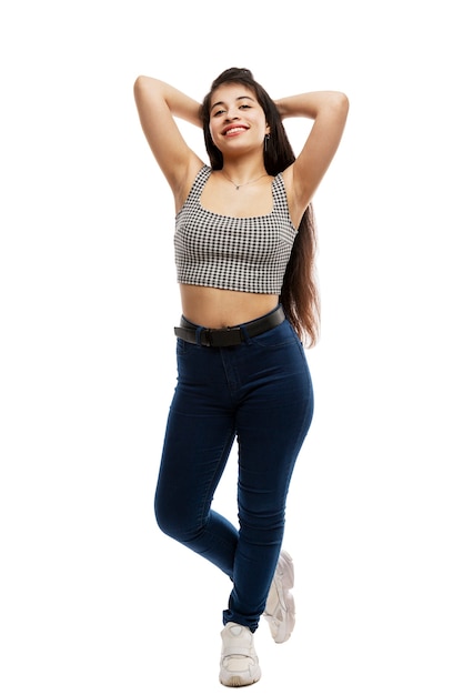 Smiling young girl with long hair