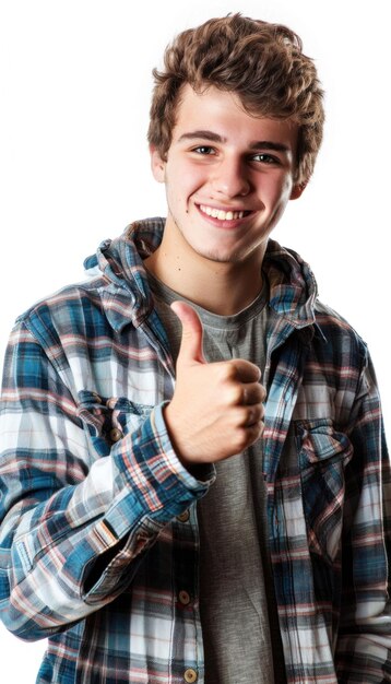 Smiling young man giving thumbs up