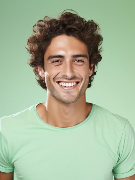 Photo smiling young man of mexican descent against neutral background