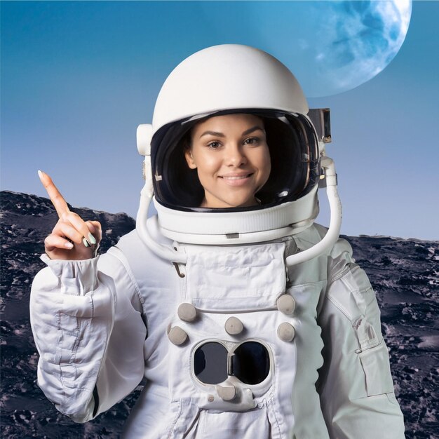 smiling young woman astronaut