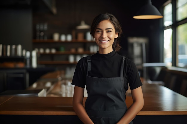 Smiling young woman in a black tshirt