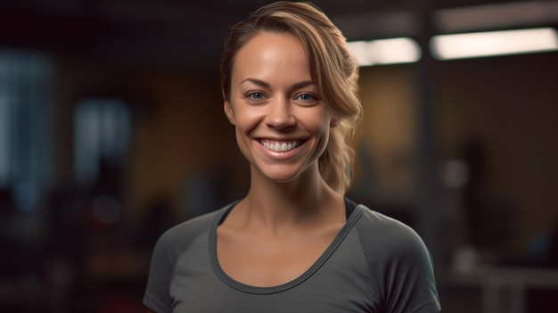Smiling young woman at the gym