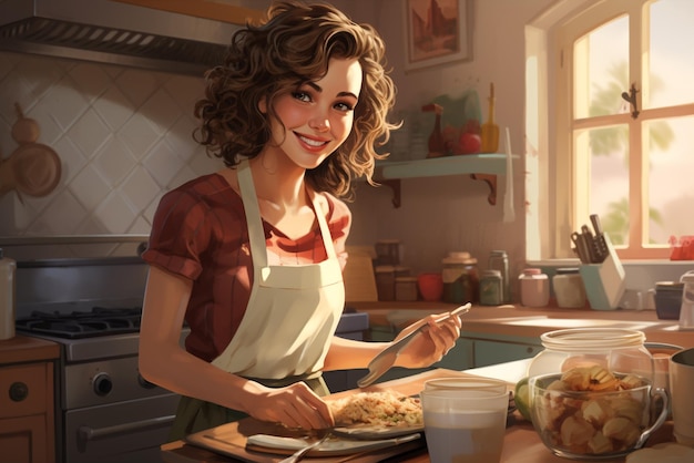 smiling young woman in her kitchen