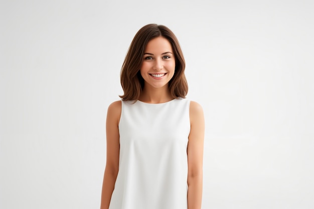 smiling young woman on white background