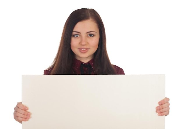 Smilling woman is holding a canvas