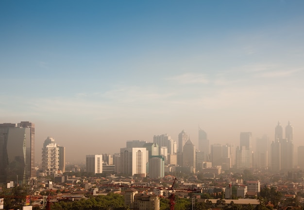 Smogkoepel over een grote stad