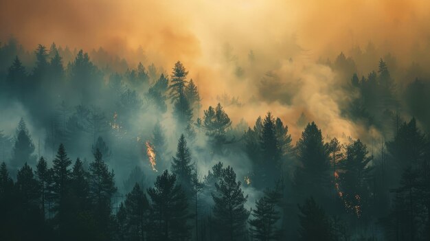 Photo smoke billowing ominously from a burning forest underscoring the environmental impact of wildfires