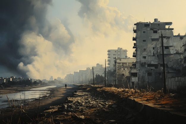 Smoke billows over barrier walls painting a haunting Gaza skyline