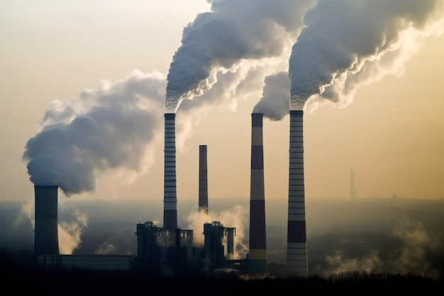 Smoke billows from a coal fired power plant.