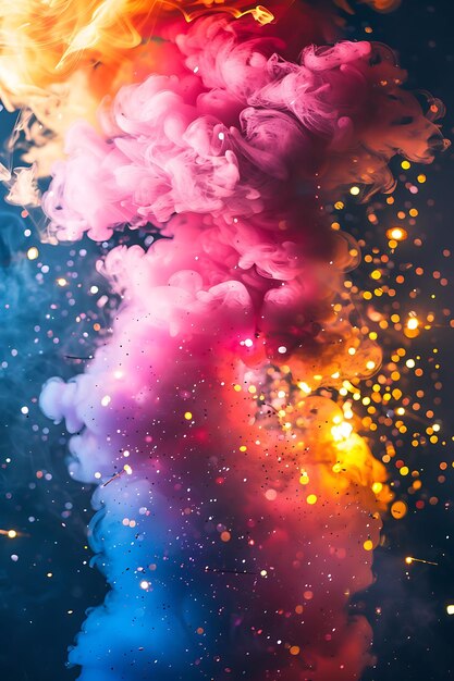 Smoke Bomb Smoke With Bright and Colorful Smoke Marquee Ligh Glowing Texture Y2K Collage Light Art