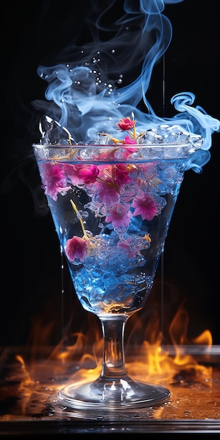 Smoke Bubble Blue Cocktail with Smoke Bubble Cocktails