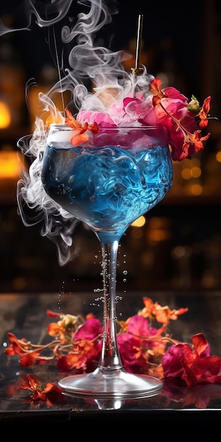 Smoke Bubble Blue Cocktail with Smoke Bubble Cocktails