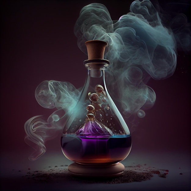 Smoke and bubbles from the Erlenmeyer Flaskgenerative ai