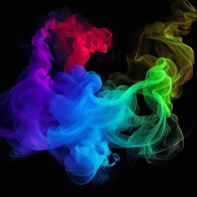 Photo smoke colorful 3d illustration black background