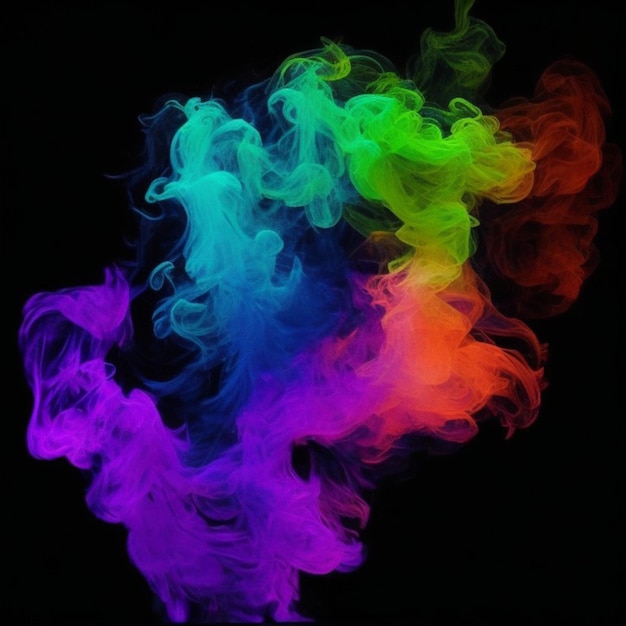 Smoke colorful 3d illustration black background