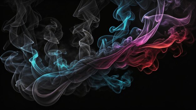 Photo smoke colorfull geadient black background new ai generative