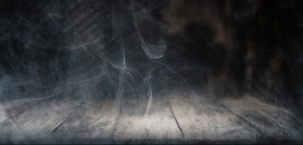 Photo smoke on dark wood background, black friday background
