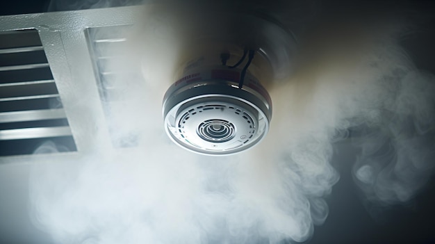 Photo smoke detector on ceiling