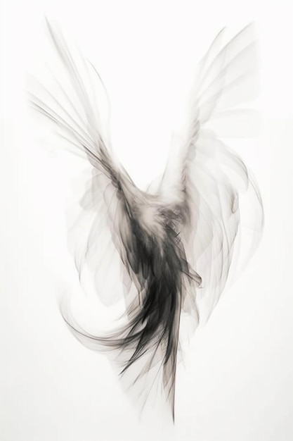 A smoke image of a bird with a white background