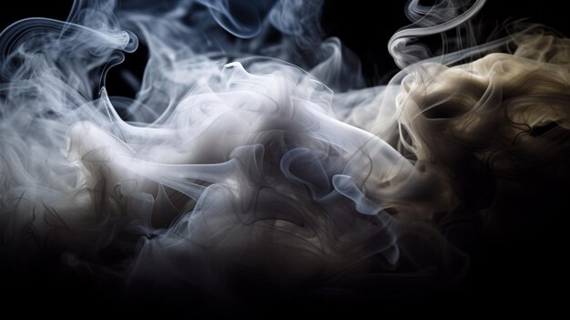 smoke is swirling in the air on a black background generative ai