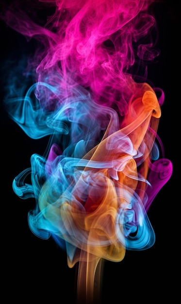 Smoke is swirling in the air on a black background generative ai