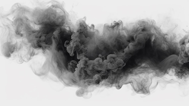 Photo smoke is swirling in the air on a white background generative ai