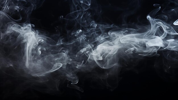 Smoke isolated on black background Abstract white smoke on black background