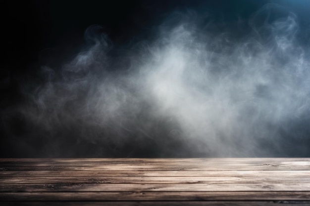 Smoke And Mist On Wooden Table