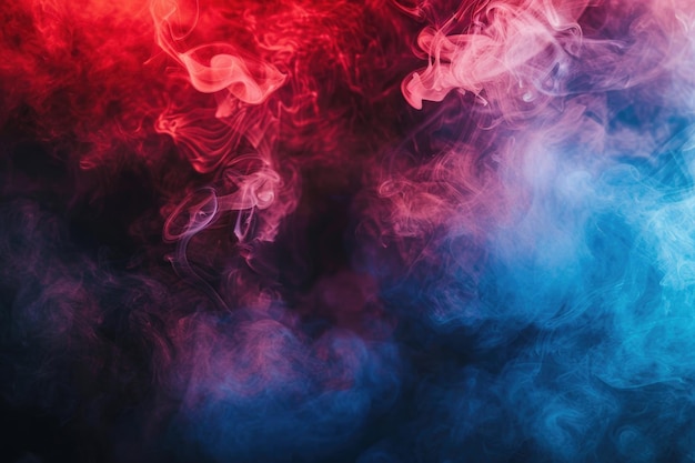 Smoke in red blue light on black background