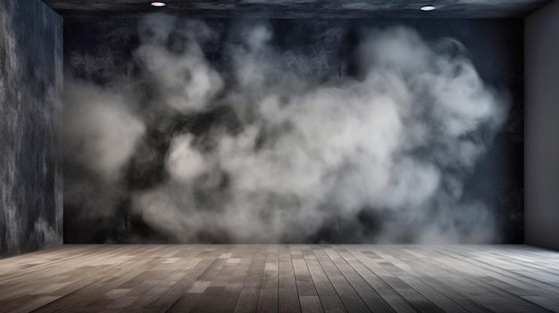 Photo smoke rises from a black floor