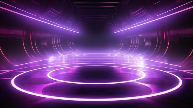 Smoke scifi circle track path neon cyber futuristic