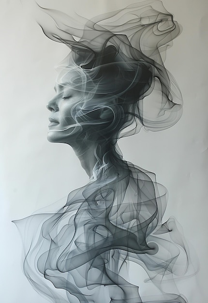 Smoke Sculpture Portrait of a Woman Flow Style