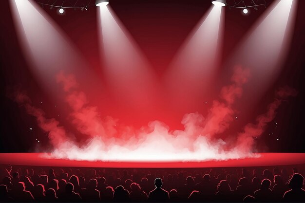 Smoke on the stage with red background Vector illustration