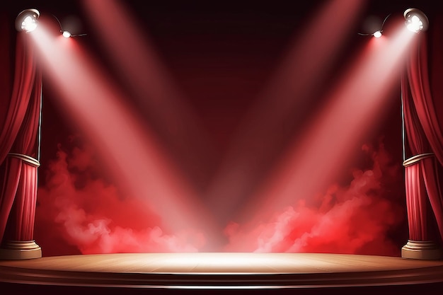 Smoke on the stage with red background Vector illustration