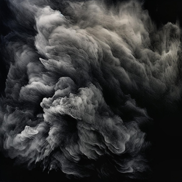 smoke surrounded by black and white clouds